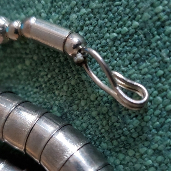 RARE SET VINTAGE SILVER NECKLACE AND BRACELET WITH SHELL CHUNKY SNAKE - Picture 6 of 11